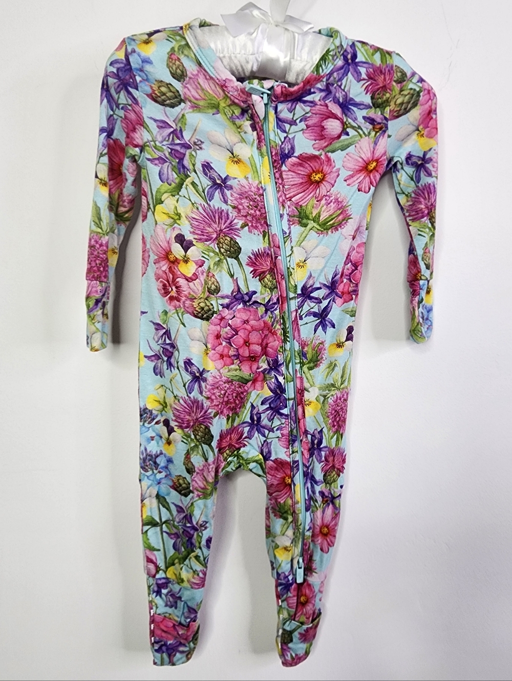 Floral Double Zip Convertible Feet Sleeper, 3-6m